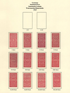 1923 Weimar Republic, Germany, Statistical Fees Stamps, Revenue