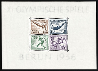 1936 Third Reich, Germany, Souvenir Sheet (Mi. Bl. 5 X, CV $170, MNH)
