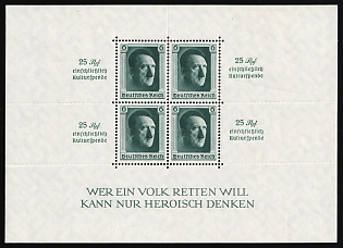 1937 Third Reich, Germany, Souvenir Sheet (Mi. Bl. 9, CV $120)