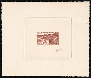 1958 15fr+5fr France, Presentation Souvenir Sheet, Brown, Signature