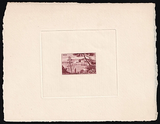 1955 10fr France, Presentation Souvenir Sheet, Red Brown