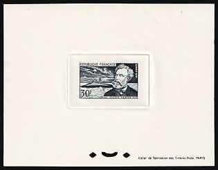 1955 30fr France, Presentation Souvenir Sheet, Black