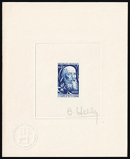 1973 0.45fr France, Presentation Souvenir Sheet, Blue, Signature