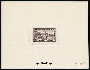 1955 15fr Algeria, French Colonies, Presentation Souvenir Sheet, Black