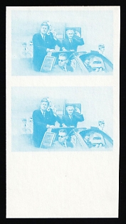 1984 1$ '20th Century Leaders - Kennedy in Berlin', Antigua & Barbuda, Pair, Trial Color, Proof, Imperforate, Margin