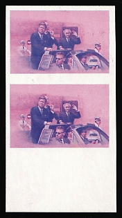 1984 1$ '20th Century Leaders - Kennedy in Berlin', Antigua & Barbuda, Pair, Trial Color, Proof, Imperforate, Margin