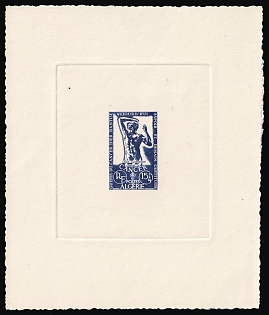 1956 15+5fr Algeria, French Colonies, Presentation Souvenir Sheet, Blue