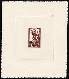 1956 15+5fr Algeria, French Colonies, Presentation Souvenir Sheet, Brown