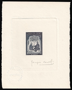 1963 0.25fr People's Democratic Republic of Algeria, Presentation Souvenir Sheet, Dark Blue-Gray, Signature