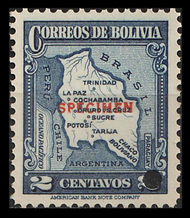 1935 2c Plurinational State of Bolivia, Specimen