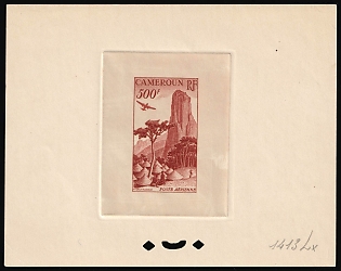 1953 500fr Cameroon, French Colonies, Airmail, Presentation Souvenir Sheet, Red-Brown