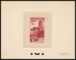 1953 500fr Cameroon, French Colonies, Airmail, Presentation Souvenir Sheet, Deep Red