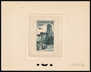 1953 500fr Cameroon, French Colonies, Airmail, Presentation Souvenir Sheet, Dark Blue-Gray