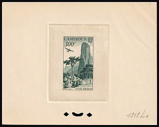 1953 500fr Cameroon, French Colonies, Airmail, Presentation Souvenir Sheet, Blue-Green