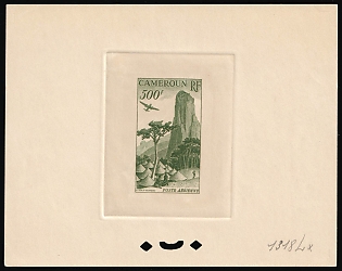 1953 500fr Cameroon, French Colonies, Airmail, Presentation Souvenir Sheet, Olive-Green