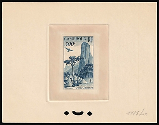 1953 500fr Cameroon, French Colonies, Airmail, Presentation Souvenir Sheet, Light Blue