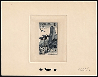 1953 500fr Cameroon, French Colonies, Airmail, Presentation Souvenir Sheet, Dark Gray