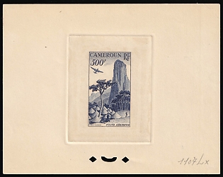 1953 500fr Cameroon, French Colonies, Airmail, Presentation Souvenir Sheet, Dark Blue