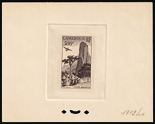 1953 500fr Cameroon, French Colonies, Airmail, Presentation Souvenir Sheet, Black