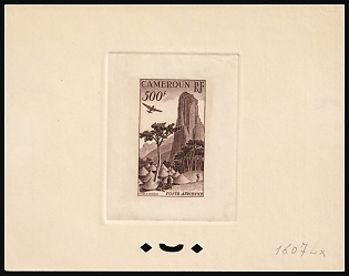 1953 500fr Cameroon, French Colonies, Airmail, Presentation Souvenir Sheet, Sepia