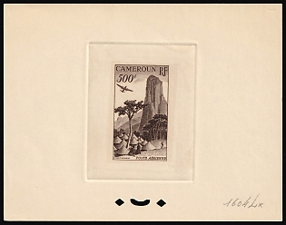 1953 500fr Cameroon, French Colonies, Airmail, Presentation Souvenir Sheet, Dark Brown