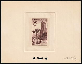 1953 500fr Cameroon, French Colonies, Airmail, Presentation Souvenir Sheet, Deep Brown
