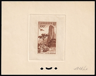 1953 500fr Cameroon, French Colonies, Airmail, Presentation Souvenir Sheet, Light Brown
