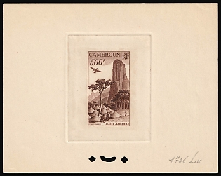 1953 500fr Cameroon, French Colonies, Airmail, Presentation Souvenir Sheet, Brown