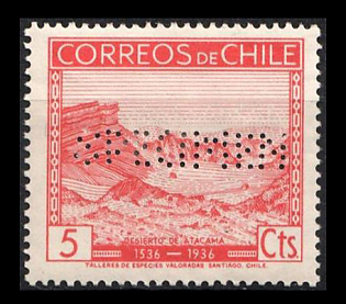 1936 5c Republic of Chile, Specimen