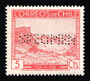 1936 5c Republic of Chile, Specimen