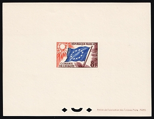 1958 8fr France, For the Council of Europe, Presentation Souvenir Sheet, Official Stamp
