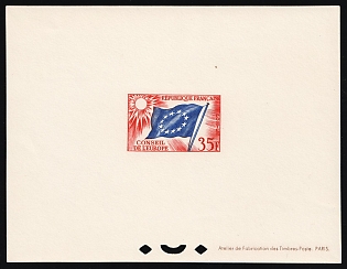 1958 35fr France, For the Council of Europe, Presentation Souvenir Sheet, Official Stamp