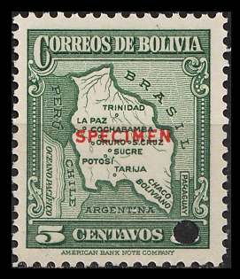 1935 5c Plurinational State of Bolivia, Airmail, Specimen