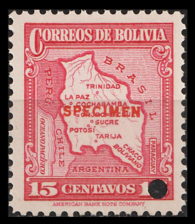 1935 15c Plurinational State of Bolivia, Specimen