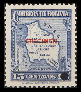 1935 15c Plurinational State of Bolivia, Specimen
