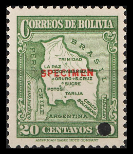 1935 20c Plurinational State of Bolivia, Specimen