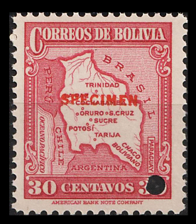 1935 30c Plurinational State of Bolivia, Specimen