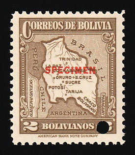 1935 2b Plurinational State of Bolivia, Specimen, Annulated