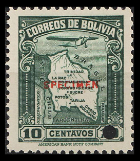 1935 10c Plurinational State of Bolivia, Airmail, Specimen