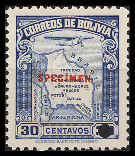 1935 30c Plurinational State of Bolivia, Airmail, Specimen