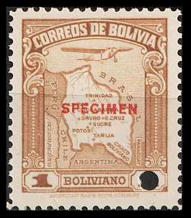 1935 1b Plurinational State of Bolivia, Airmail, Specimen