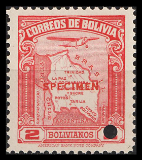 1935 2b Plurinational State of Bolivia, Airmail, Specimen