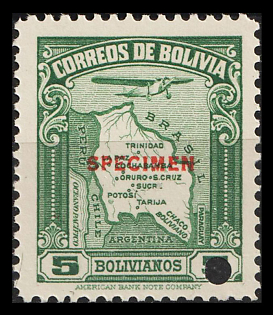 1935 5b Plurinational State of Bolivia, Airmail, Specimen