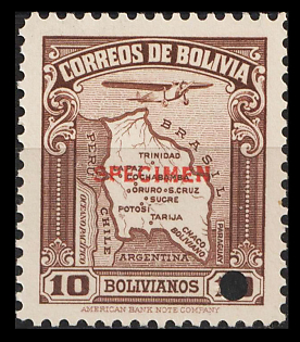 1935 10b Plurinational State of Bolivia, Airmail, Specimen