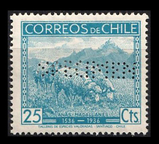 1936 25c Republic of Chile, Specimen