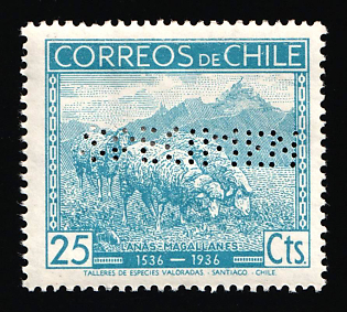 1936 25c Republic of Chile, Specimen