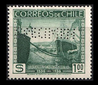 1936 1p Republic of Chile, Specimen