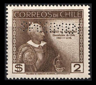 1936 2p Republic of Chile, Specimen