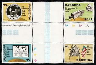 1980 Barbuda, Se-tenant, Gutter Block, Complete Set