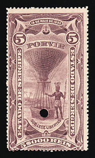 1892-94 5.000r Federative Republic of Brazil, Revenue, Annulated